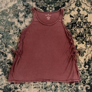 AE Ribbed Lace Up Top